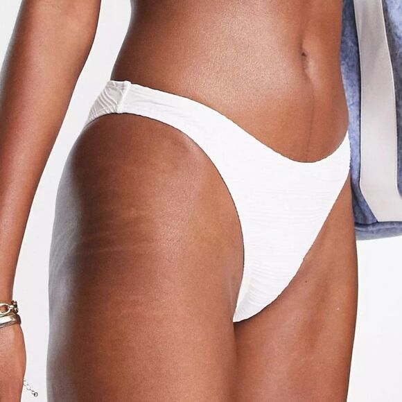 New Topshop Textured High Leg Bikini Bottom in DUSTY PINK Size 14 - Picture 2 of 10